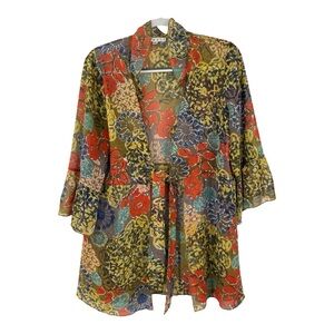 CAbi Multicolor Floral Kimono Top